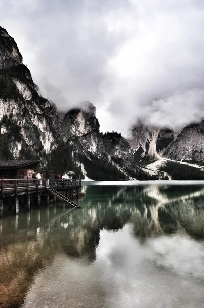 Braies Lake with reflection — Stock Photo, Image