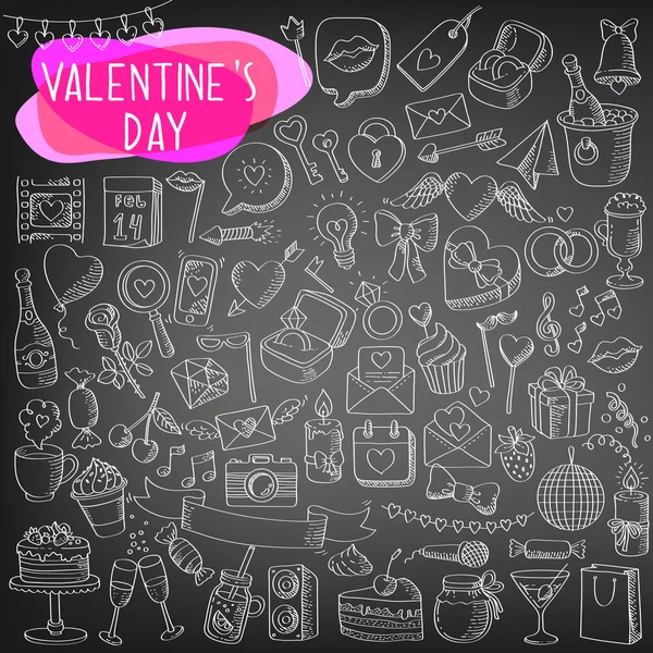 Definir objetos do dia dos namorados, ícone do amor — Vetor de Stock