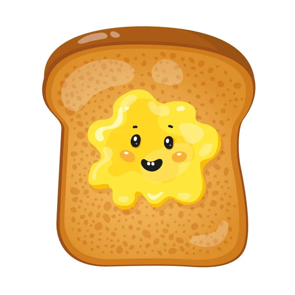 Cartoon-Toast mit Buttervektorillustration — Stockvektor