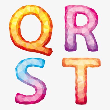 Vektör renkli soyut alfabe. Harf Q R S T.
