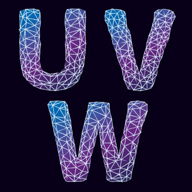 Vector abstract alphabet. Letters U V W clipart