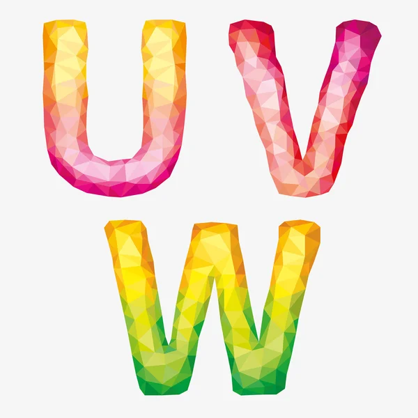 เวกเตอร์อักษรนามธรรมที่มีสีสัน ตัวอักษร U V W . — ภาพเวกเตอร์สต็อก