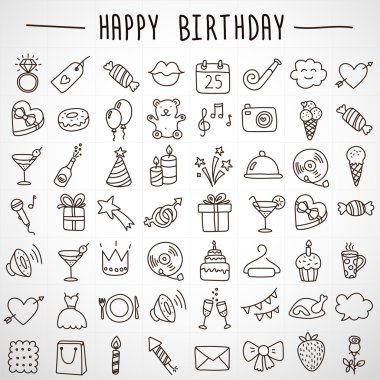 tatiller ve parti simgeler. Doğum günün kutlu olsun