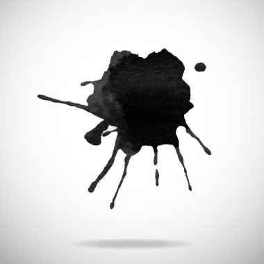 Beyaz arka planda siyah mürekkep sıçramalarına vektör