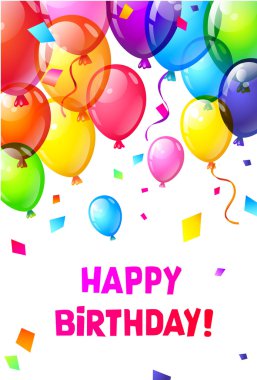 Rengi parlak mutlu doğum günü balonları