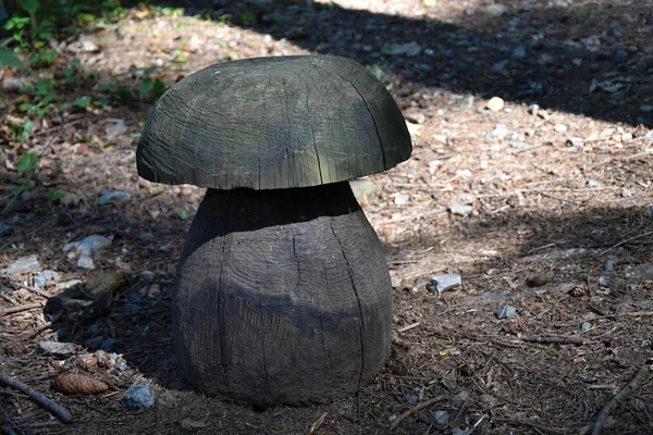 Carved wood mushroom. Mushroom.