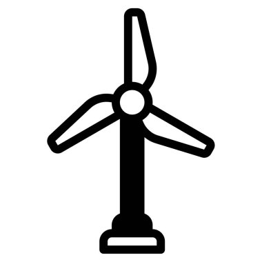 Rüzgar Türbini Simgesi, Basit Görüntü Beyaz Arkaplanda İzole Edildi