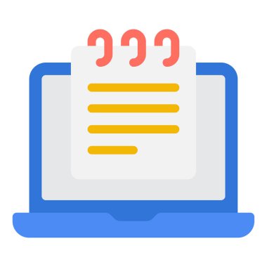 Digital Notebook Icon, Simple Illustration Isolated on White Background 