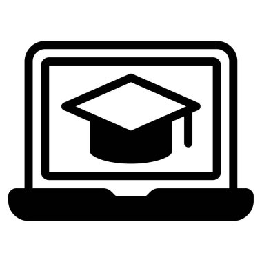  E-learning Platform Icon, Simple Illustration Isolated on White Background