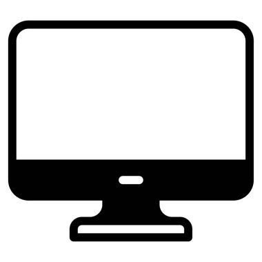 Monitör Simgesi, Basit Görüntü Beyaz Arkaplanda İzole Edildi