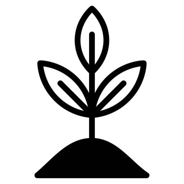 Potted Plant Icon, Simple Illustration Isolated on White Background