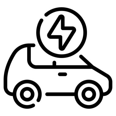 Electric Vehicle Icon, Simple Illustration Isolated on White Background