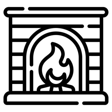 Fireplace Icon, Simple Illustration Isolated on White Background 