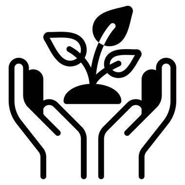 Potted Plant Icon, Simple Illustration Isolated on White Background