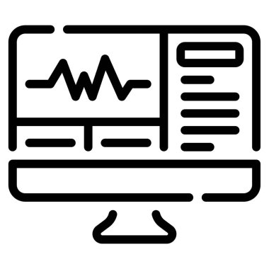 Heart Monitor Icon, Simple Illustration Isolated on White Background 
