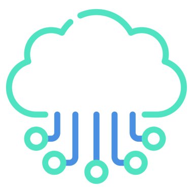 Cloud Computing Icon, Simple Illustration Isolated on White Background