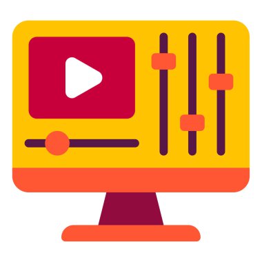 Video Editor Icon, Simple Illustration Isolated on White Background