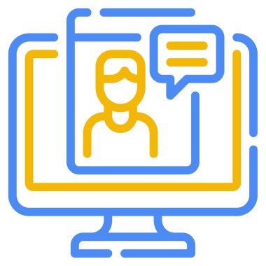 Online Class Icon, Simple Illustration Isolated on White Background