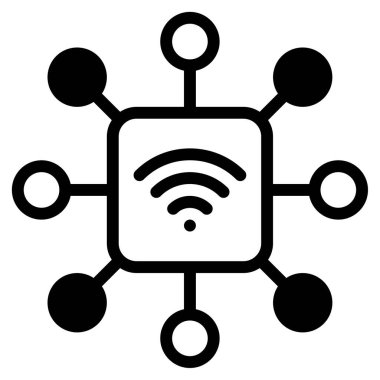 IoT Ağ Simgesi, Basit Görüntü Beyaz Arkaplanda İzole Edildi