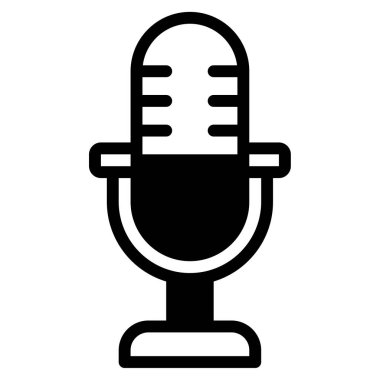 Microphone Icon, Simple Illustration Isolated on White Background 