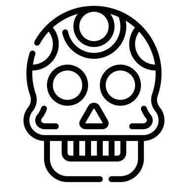 Mexican skull Icon, Simple Illustration Isolated on White Background