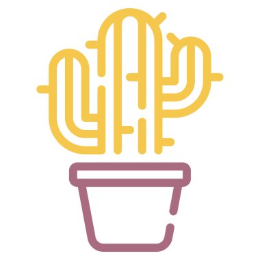 Cactus Icon, Simple Illustration Isolated on White Background