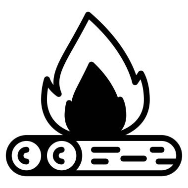 Şenlik Ateşi Gece Simgesi, Beyaz Arkaplanda İzole Edilmiş Basit Resimler