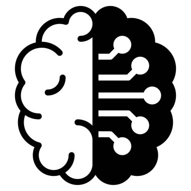 Nöral Ağ Simgesi, Basit Görüntü Beyaz Arkaplanda İzole Edildi