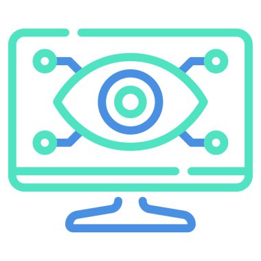 Bilgisayar Görüş Simgesi, Beyaz Arkaplanda İzole Edilmiş Basit Resimler