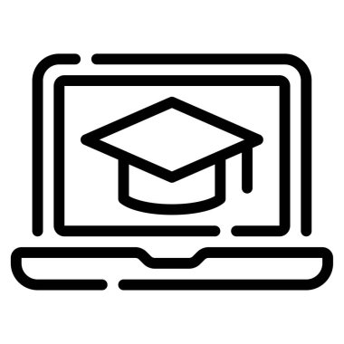  E-learning Platform Icon, Simple Illustration Isolated on White Background