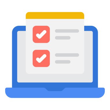 Etkileşimli Sınav Simgesi, Basit Görüntü Beyaz Arkaplanda İzole Edildi