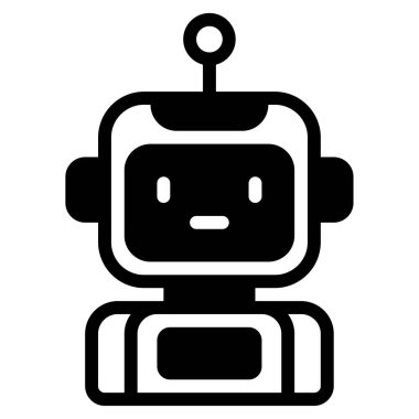 Robot Simgesi, Basit Görüntü Beyaz Arkaplanda İzole Edildi