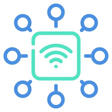 IoT Ağ Simgesi, Basit Görüntü Beyaz Arkaplanda İzole Edildi