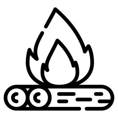 Şenlik Ateşi Gece Simgesi, Beyaz Arkaplanda İzole Edilmiş Basit Resimler