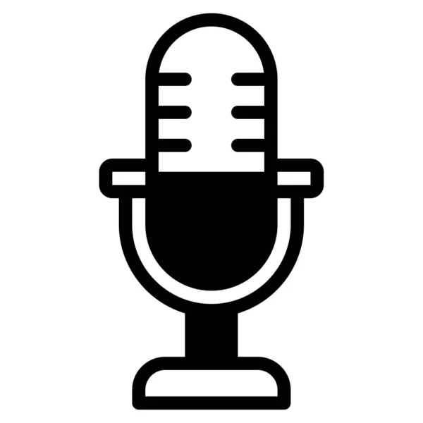 Microphone Icon, Simple Illustration Isolated on White Background 