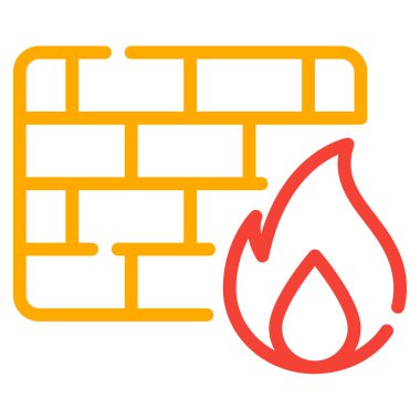 Firewall Simgesi, Basit Görüntü Beyaz Arkaplanda İzole Edildi