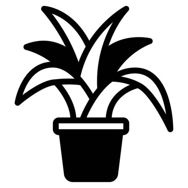 Potted Plant Icon, Simple Illustration Isolated on White Background