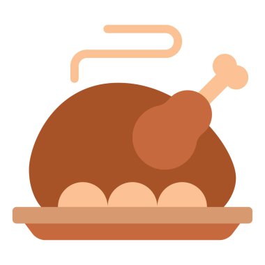 Thanksgiving Feast Icon, Simple Illustration Isolated on White Background