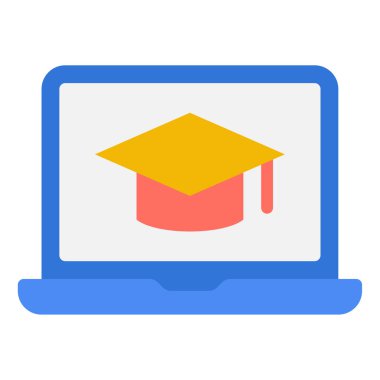  E-learning Platform Icon, Simple Illustration Isolated on White Background