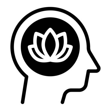 Mental Wellbeing Icon, Simple Illustration Isolated on White Background