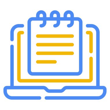 Digital Notebook Icon, Simple Illustration Isolated on White Background 