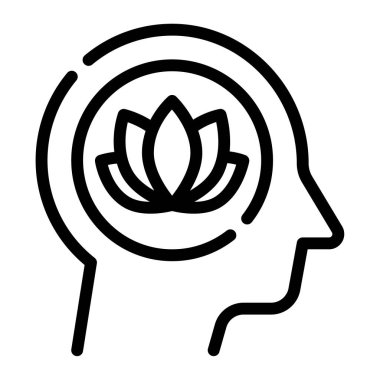 Mental Wellbeing Icon, Simple Illustration Isolated on White Background