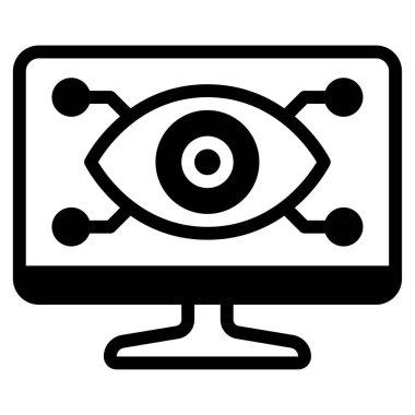 Bilgisayar Görüş Simgesi, Beyaz Arkaplanda İzole Edilmiş Basit Resimler