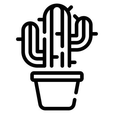 Cactus Icon, Simple Illustration Isolated on White Background