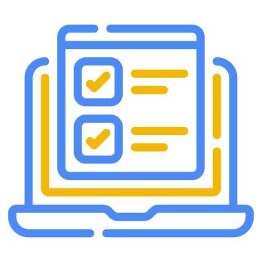 Etkileşimli Sınav Simgesi, Basit Görüntü Beyaz Arkaplanda İzole Edildi