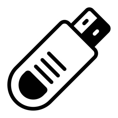 USB Flash Simgesi, Basit Görüntü Beyaz Arkaplanda İzole Edildi