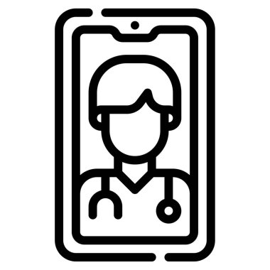 Telemedicine Icon, Simple Illustration Isolated on White Background