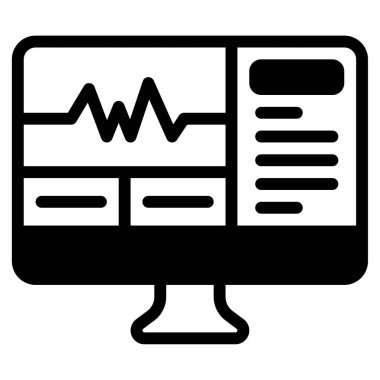 Heart Monitor Icon, Simple Illustration Isolated on White Background 