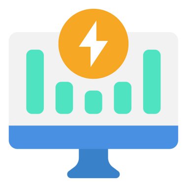 Enerji İzleme Simgesi, Basit Görüntü Beyaz Arkaplanda İzole Edildi