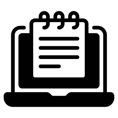 Digital Notebook Icon, Simple Illustration Isolated on White Background 